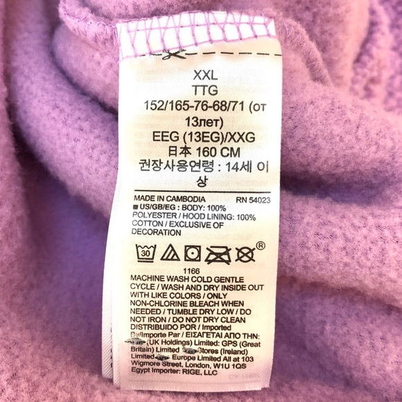 Lavender Purple Fleece Sherpa Hoodie Size XXL Kids - Picture 8 of 8